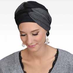 Turban Leslie Noir/Gris Chiné